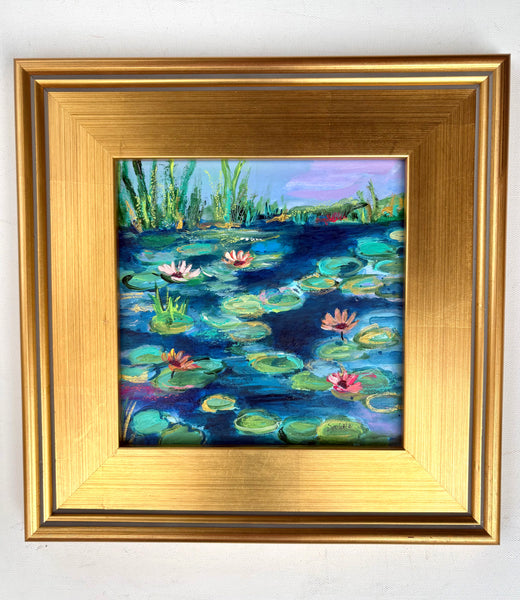 Lily pond painting 13x13"