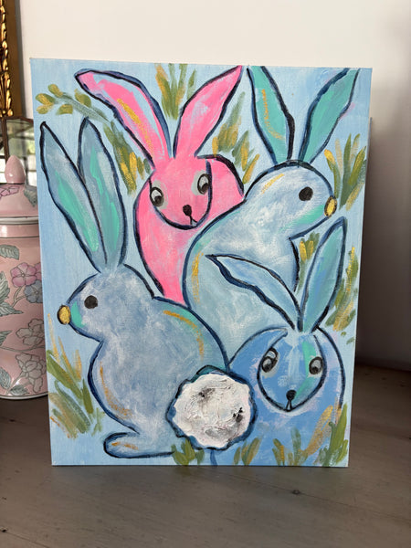 Bunny Reunion Blue 11x14'