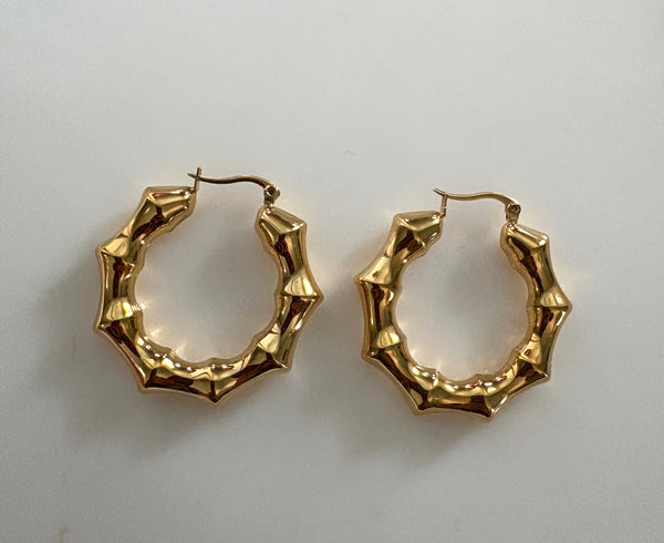 Gold Bamboo Hoops