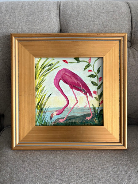MIxed Media Pink Flamingo 13x13"