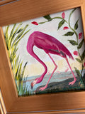 MIxed Media Pink Flamingo 13x13"