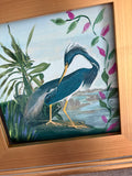 Mixed Media Louisiana Heron 13x13"
