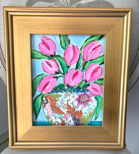 Framed Tobacco Leaf Tulips