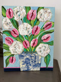 Mixed Media Hydrangeas and Tulip 16x20
