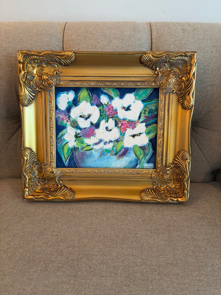 Thick White Flowers 13x15"