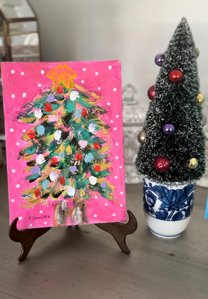 5x7" Christmas Tree on PInk