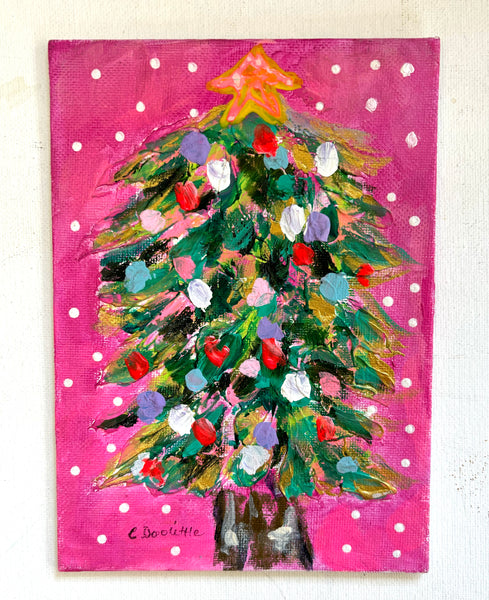 Pink Christmas Tree 5x7"