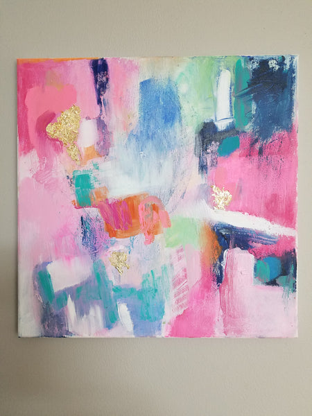 On The Pink 14x14 Abstract