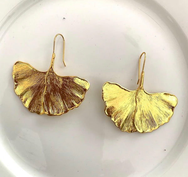 Gold Ginkgo Earrings