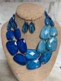 Chunky Blue Necklace Set