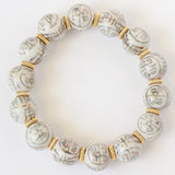 Orange & White Chinoiserie Porcelain Beaded Bracelet, Grandmillenial Style