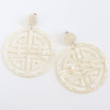 Mother of Pearl Prosperity Acrylic Earrings