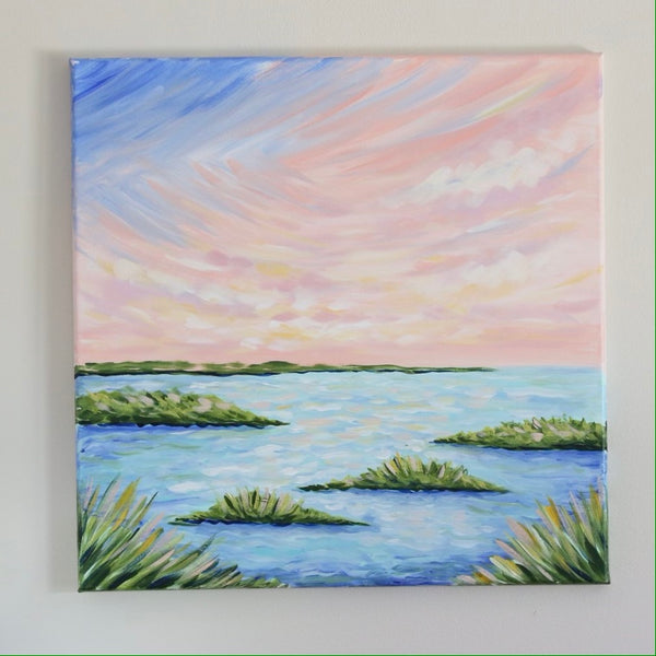 20 x 20 Pink Sunset on the Marsh