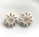 White Acrylic Pearl Hoops