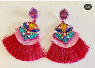 Sale Pink Fringe Earrrings