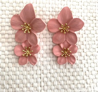 PInk Flower Earrings