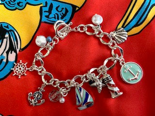 SOLD OUT Silvertone Nautical Charm Bracelet