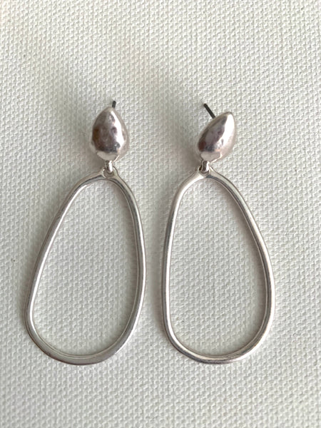 Modernistic Silver Dangling Hoops