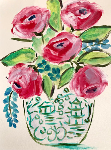 Red Roses on Paper
