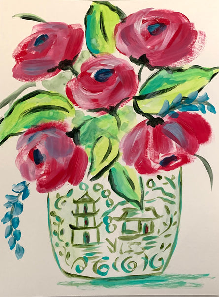 9x11 Red Roses on Paper