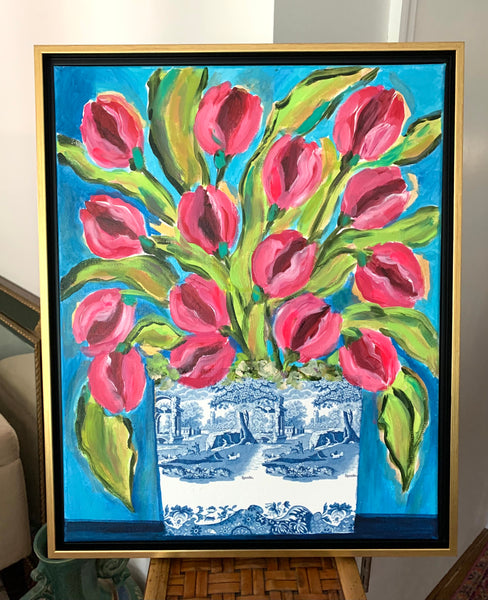 SALE 6x20" Framed Tulips