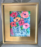 Framed Blue Pagoda Vase