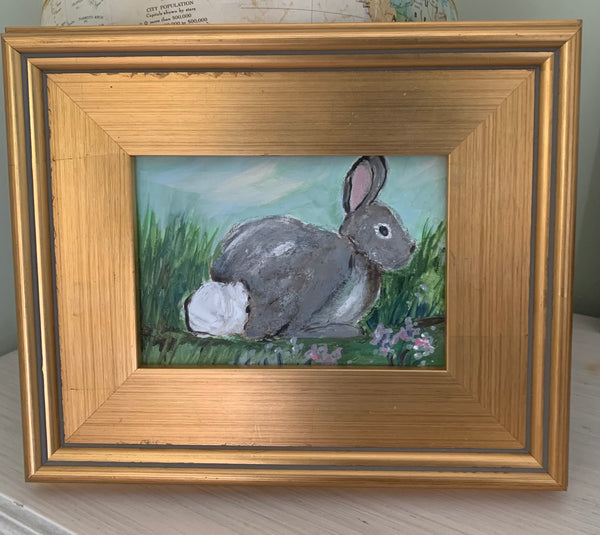 SALE Gray Bunny 9x12