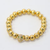 Leopard & Gold Bead Stretch Bracelet