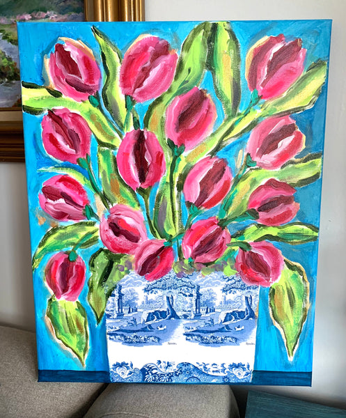 Mixed Media Red Tulips