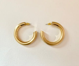 Gold Tube Hoop Earrings