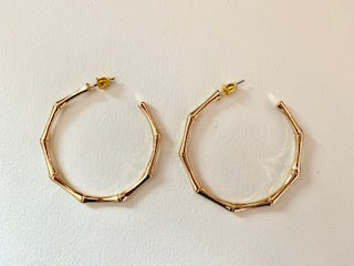 Thin Gold Bamboo Hoops