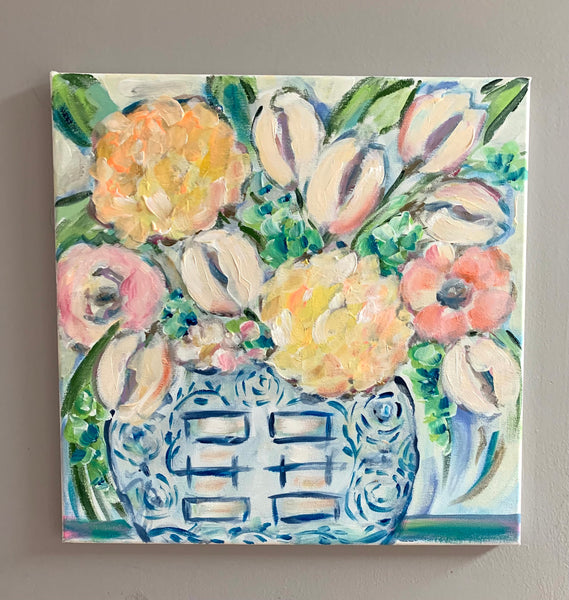 Double Happiness Tulips 14x14