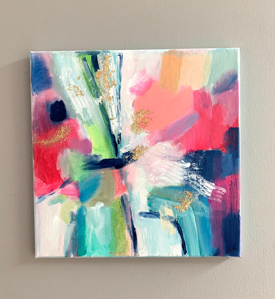 Navy and PInk Abstract 12x12, #2