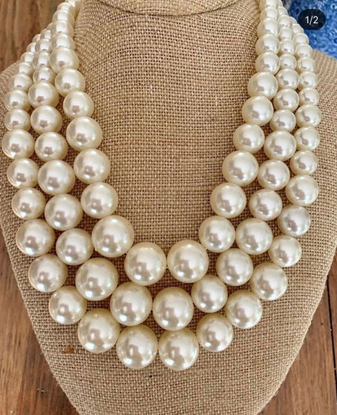 Three Strand Pearl Necklace