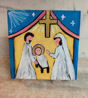 6x6 Holy Family Painting with Easel