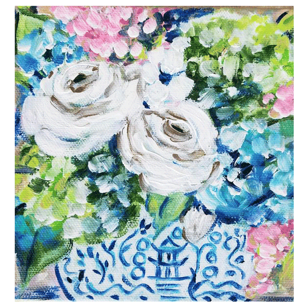 Mini Blue And White Vase Painting 6x6