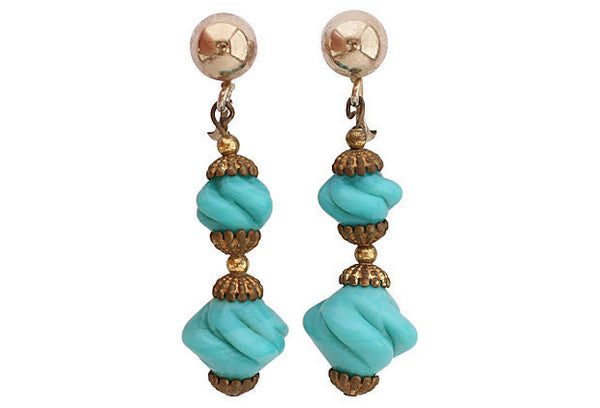 Bergere Turquoise Earrings, Pair
